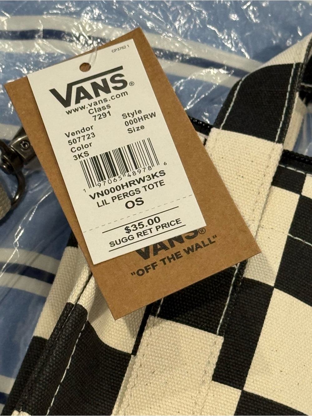 Vans Checkerboard Crossbody Tote - Black & Cream - Picture 6 of 6
